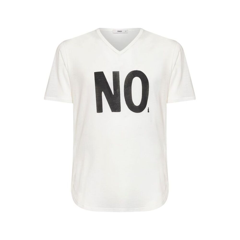 Fendi Men Ivory Lightweight Organic Cotton Jersey Noi-Print T-Shirt